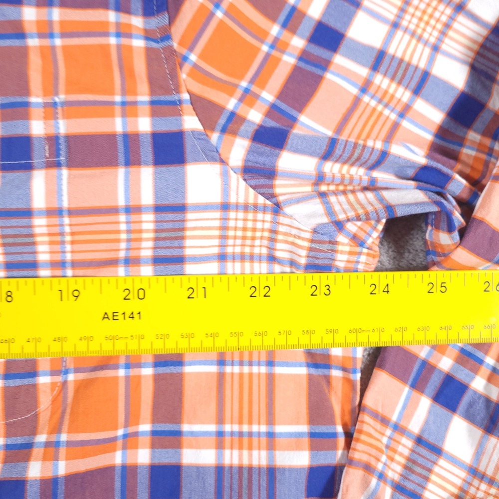 Vineyard Vines Shirt Mens XL Orange Blue Plaid On-The-Go Performance Button Down - Picture 6 of 11